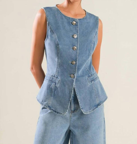 Denim Button Down Front Vest
