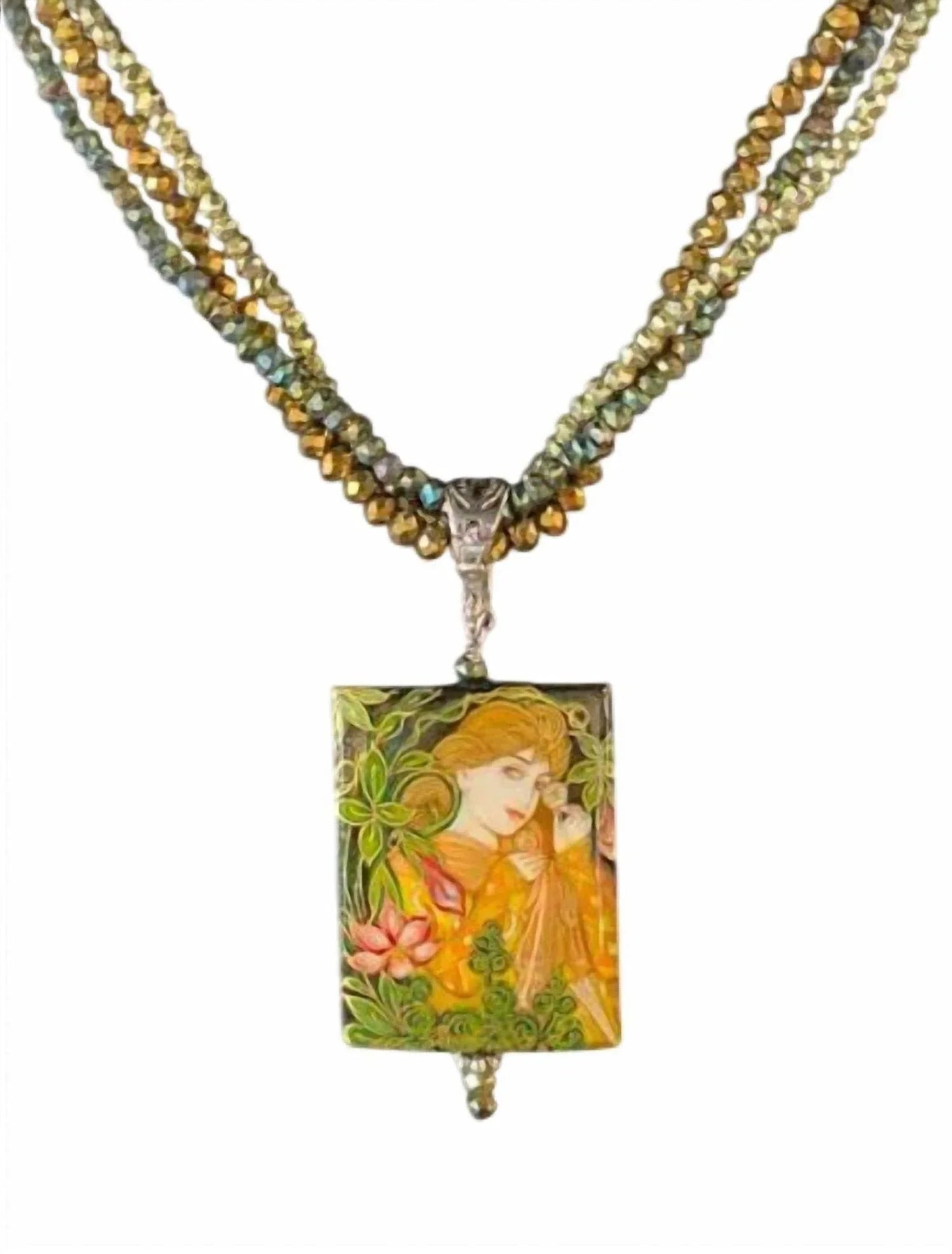 Painted Lady With Flowers Necklace