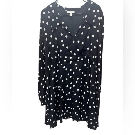 Chic Polka Dot Long Sleeve Mini Dress - Plus