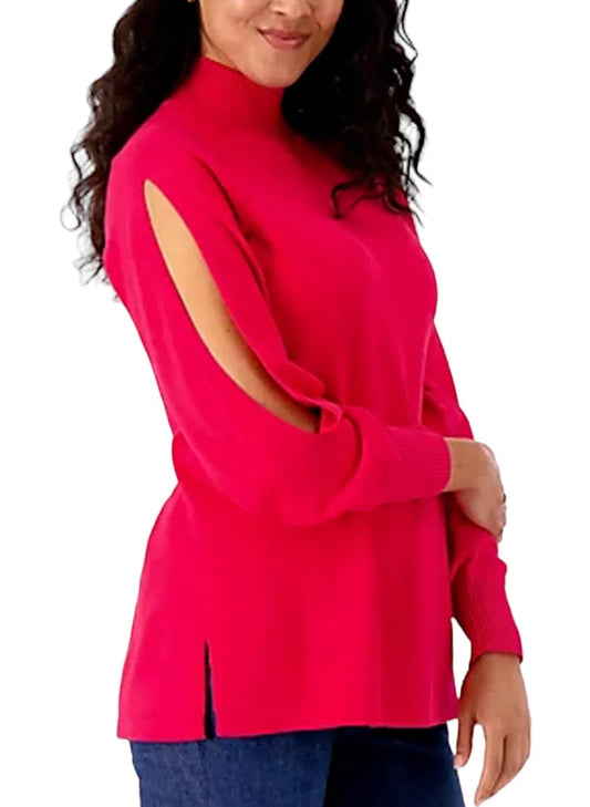 Pullover mit geschlitzten Ärmeln und Mock-Neck