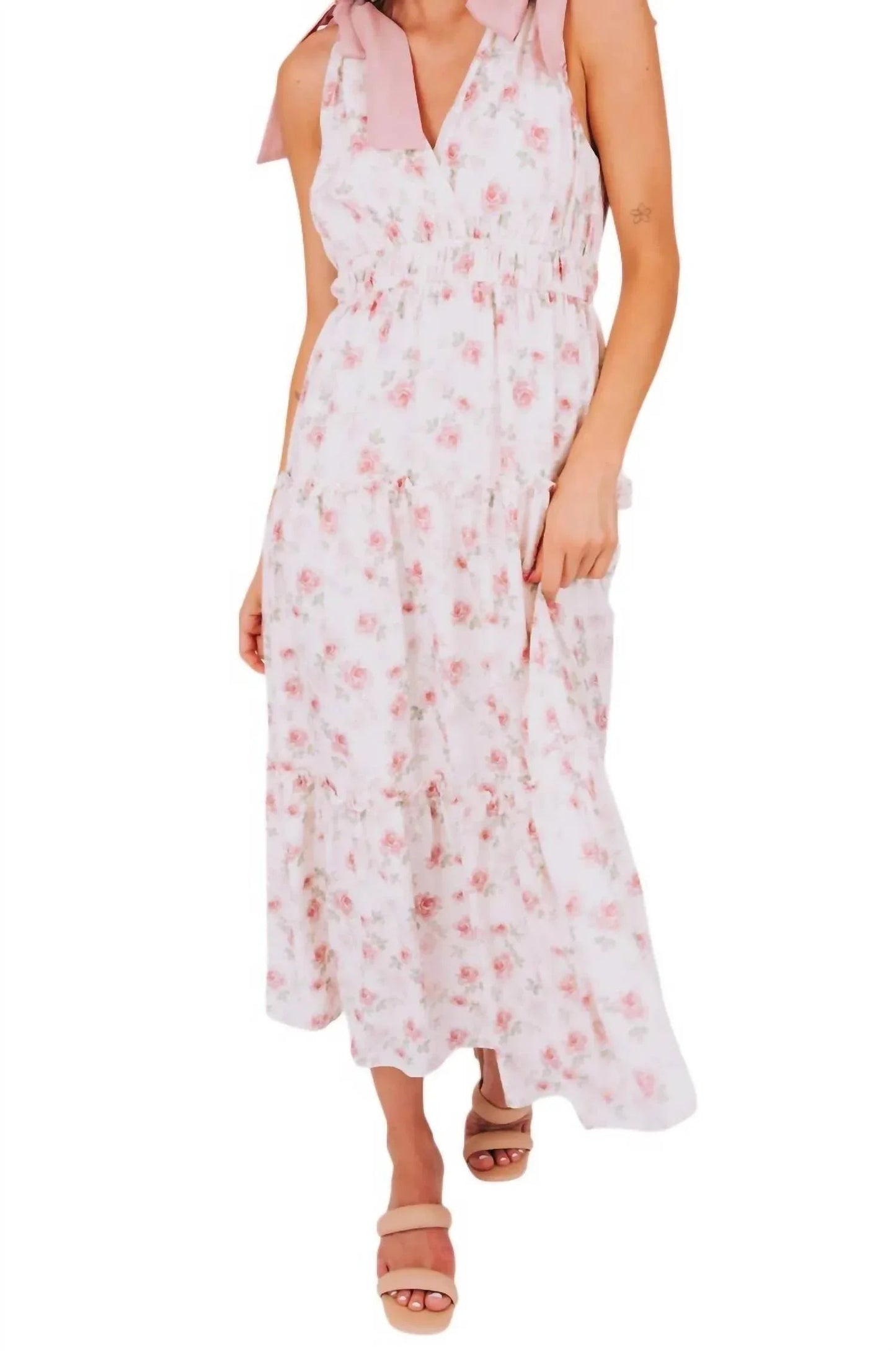 Floral Ribbon Tie Dress