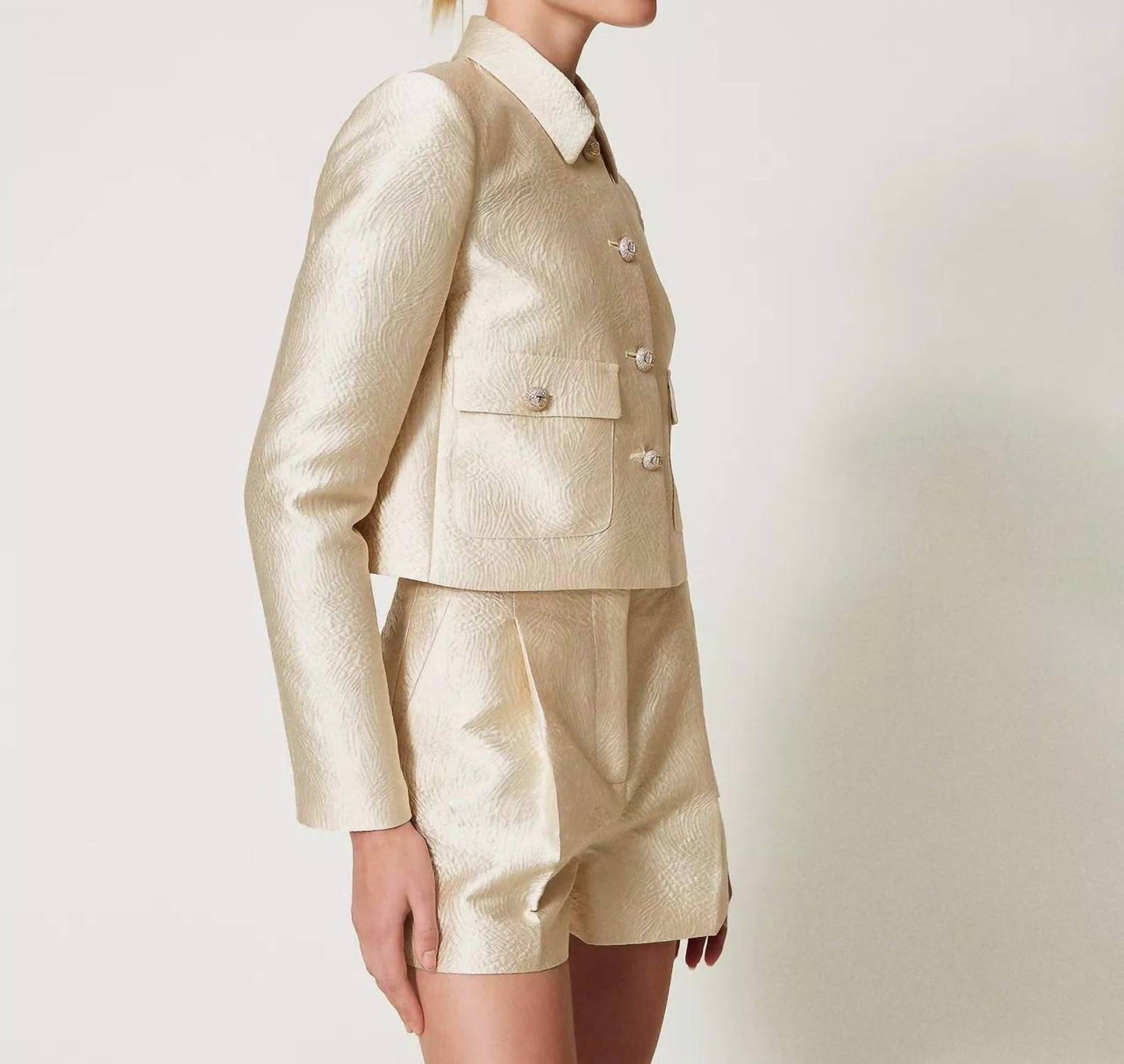 Kurze Brokat-Jacquard-Jacke