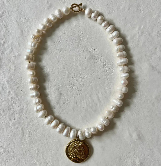 Freshwater Pearl And Vintage Coin Necklace
