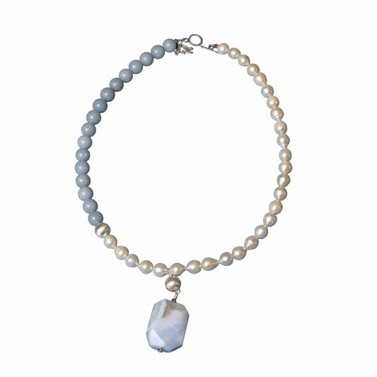 Jadekette/Perlen-Achat-Halskette