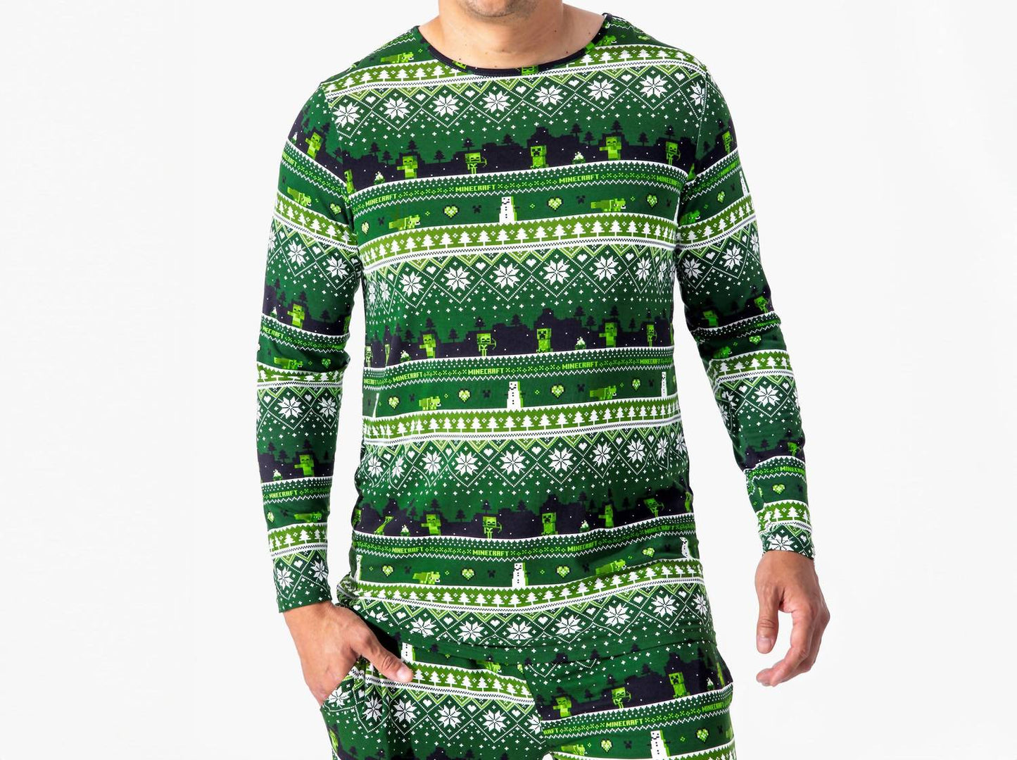 Men's Minecraft Creeper Holiday Bamboo Pajama Set