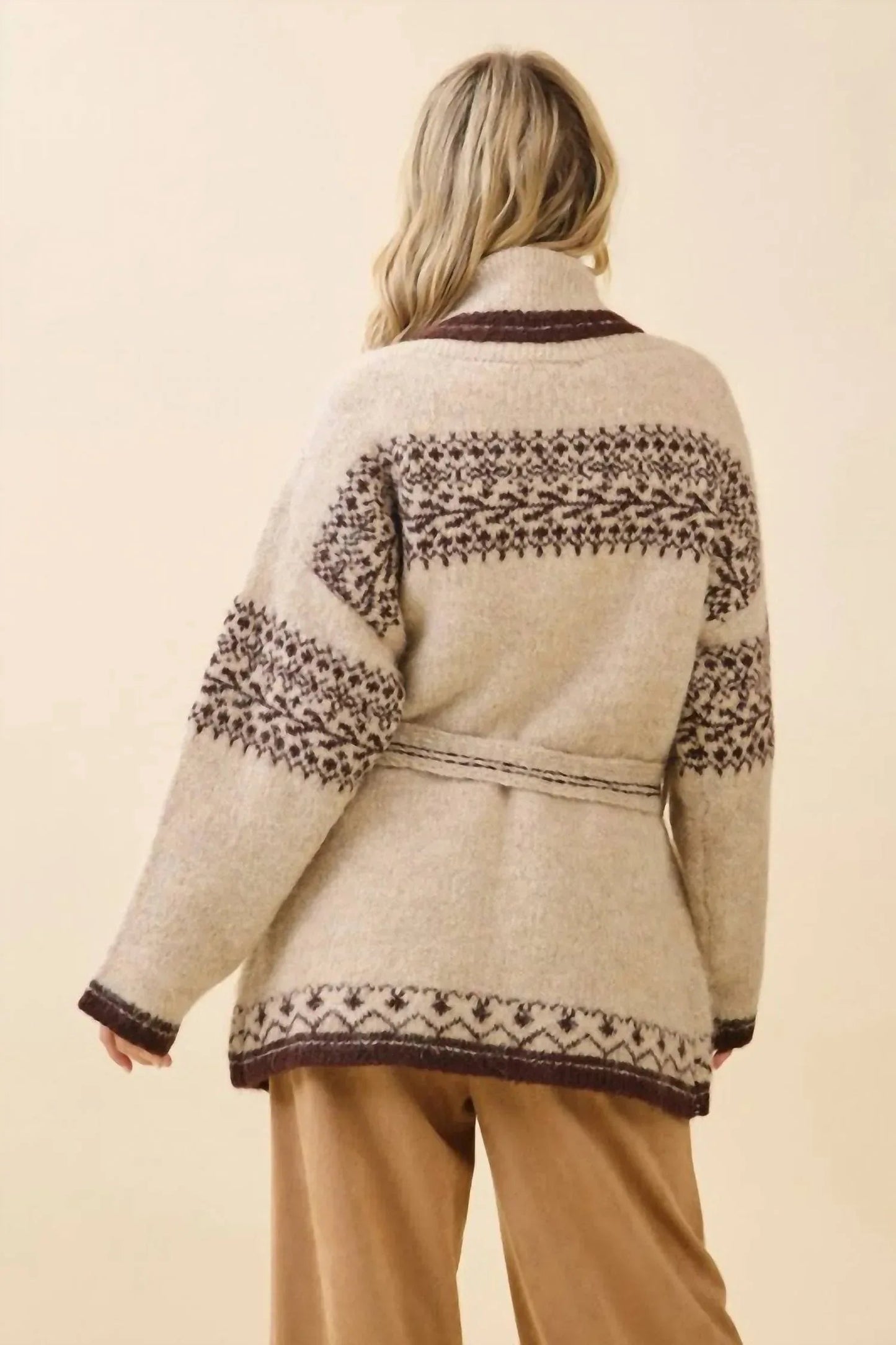 Fuzzy Knit Belted Cardigan