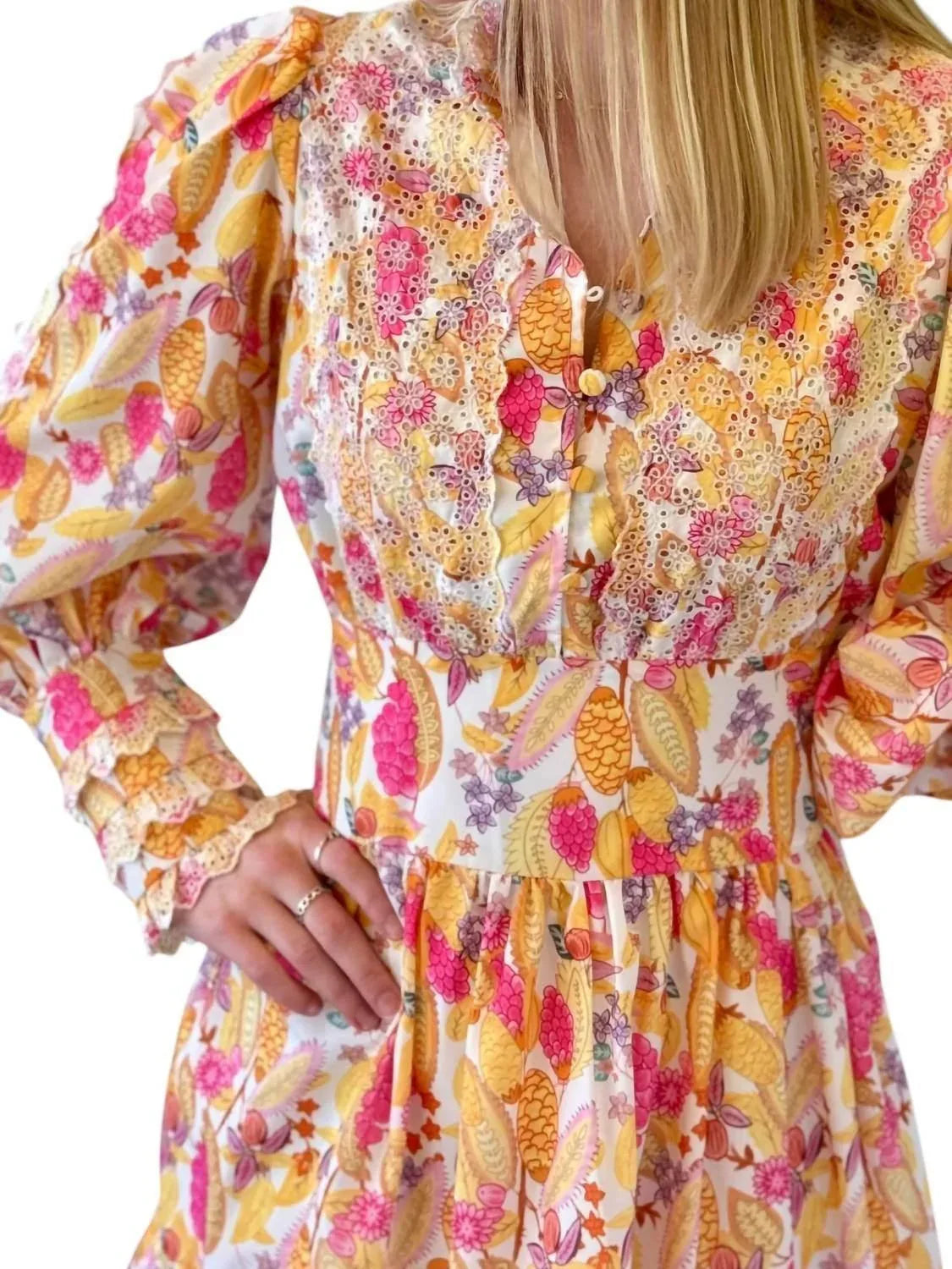 Geblümtes Langarmkleid Odette