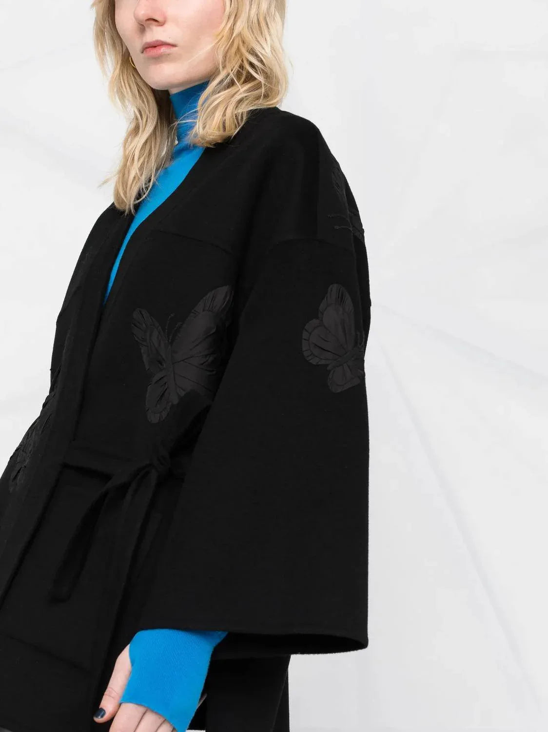 Embroidered Butterfly Wrap Jacket