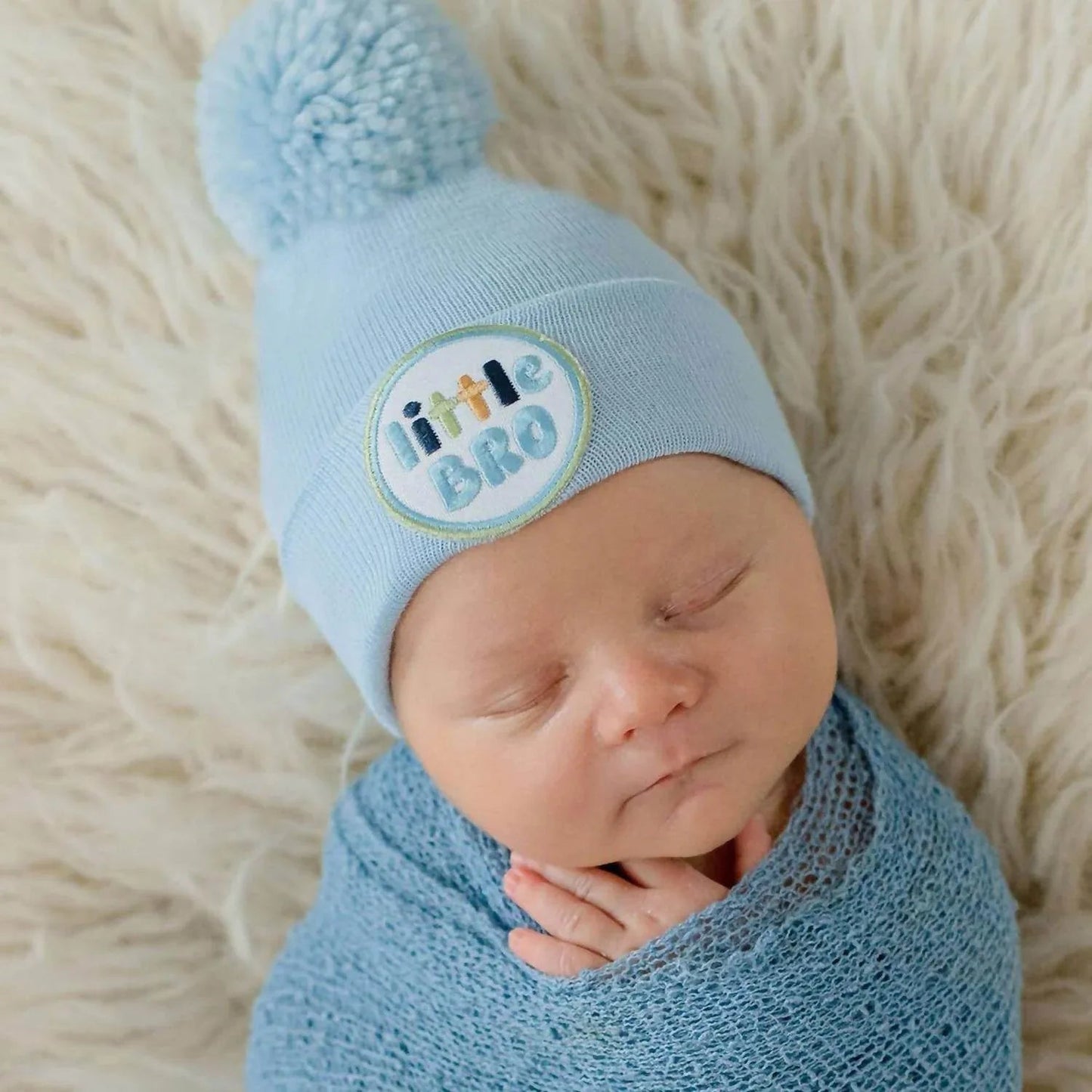 Little Brother Nursery Hat With Pom Pom