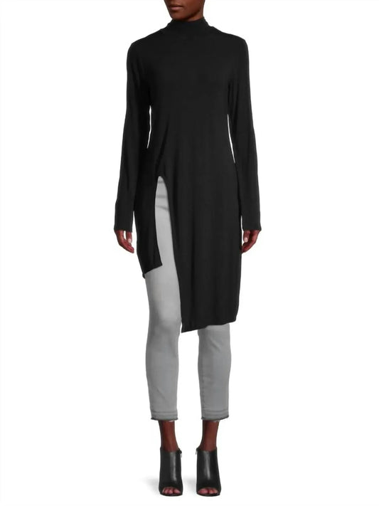 Asymmetric Rayon Turtleneck Top