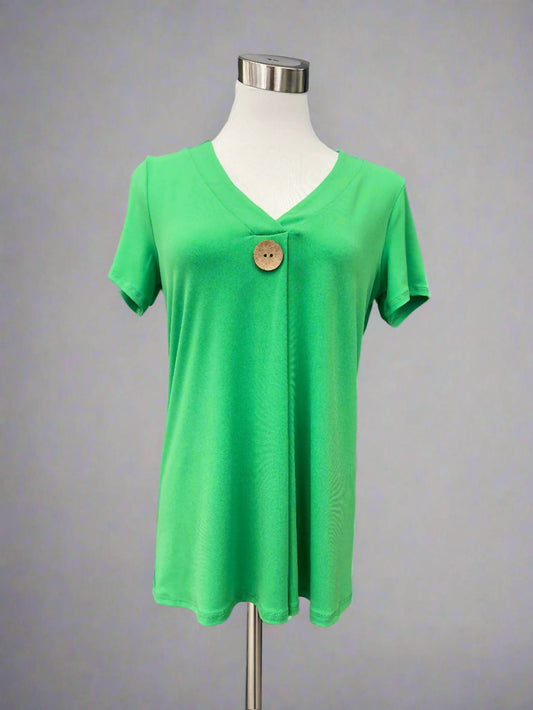 Women's Button Detail Short Sleeve Top - Plus