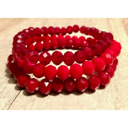 Women's Three-pieces Crystal Bead Stretch Bracelet Set – 8mm
