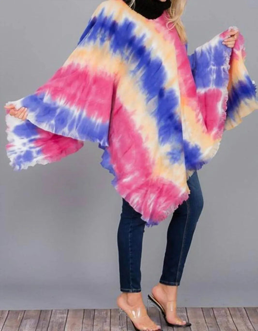 Tie Dye Fringe Poncho