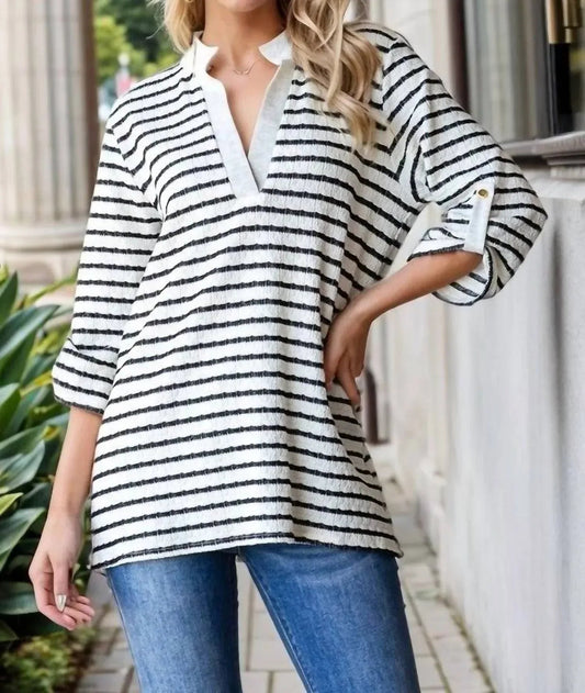Collared Stripe Top