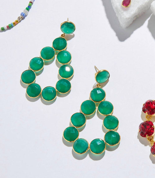Women's Gemstone Bezel Drop Earrings