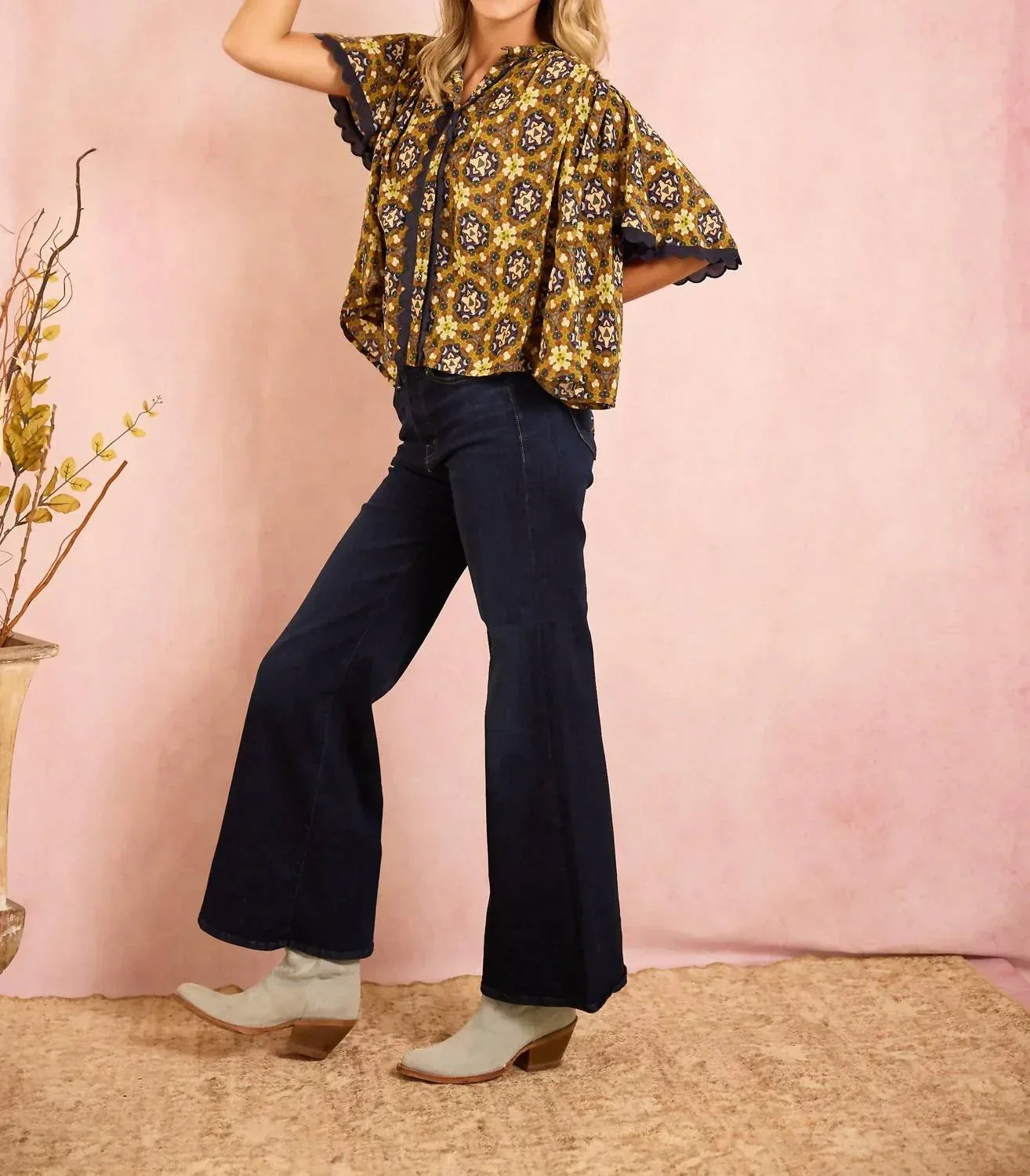 Parham Button Front Gathered Blouse