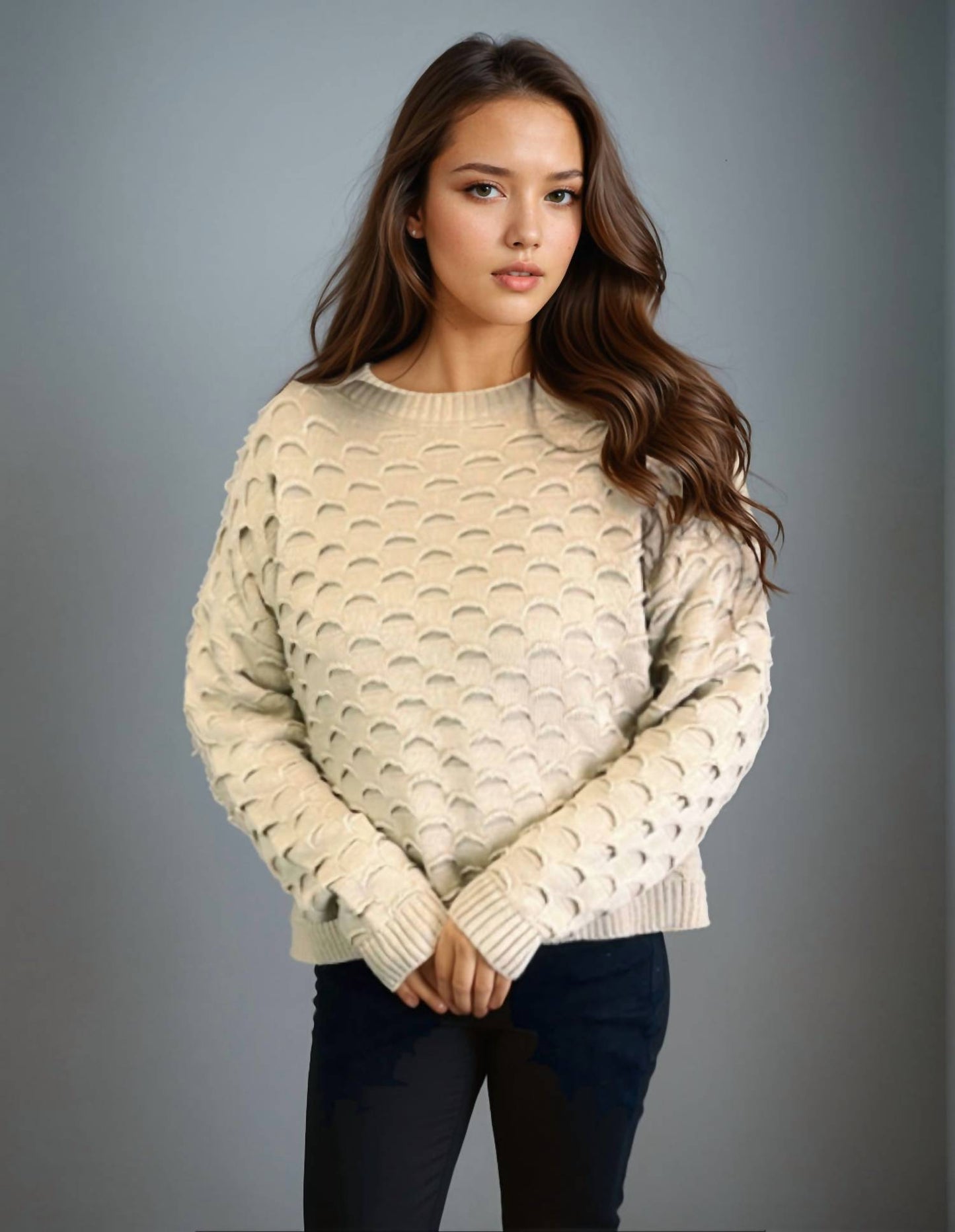Strukturierter Langarmpullover