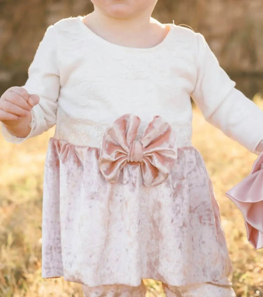 Baby Girls Velvet Pant And Velvet Top Set