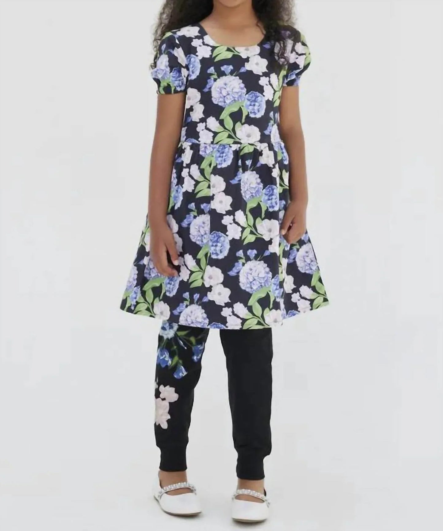 Hydrangea Printed Poplin Dress