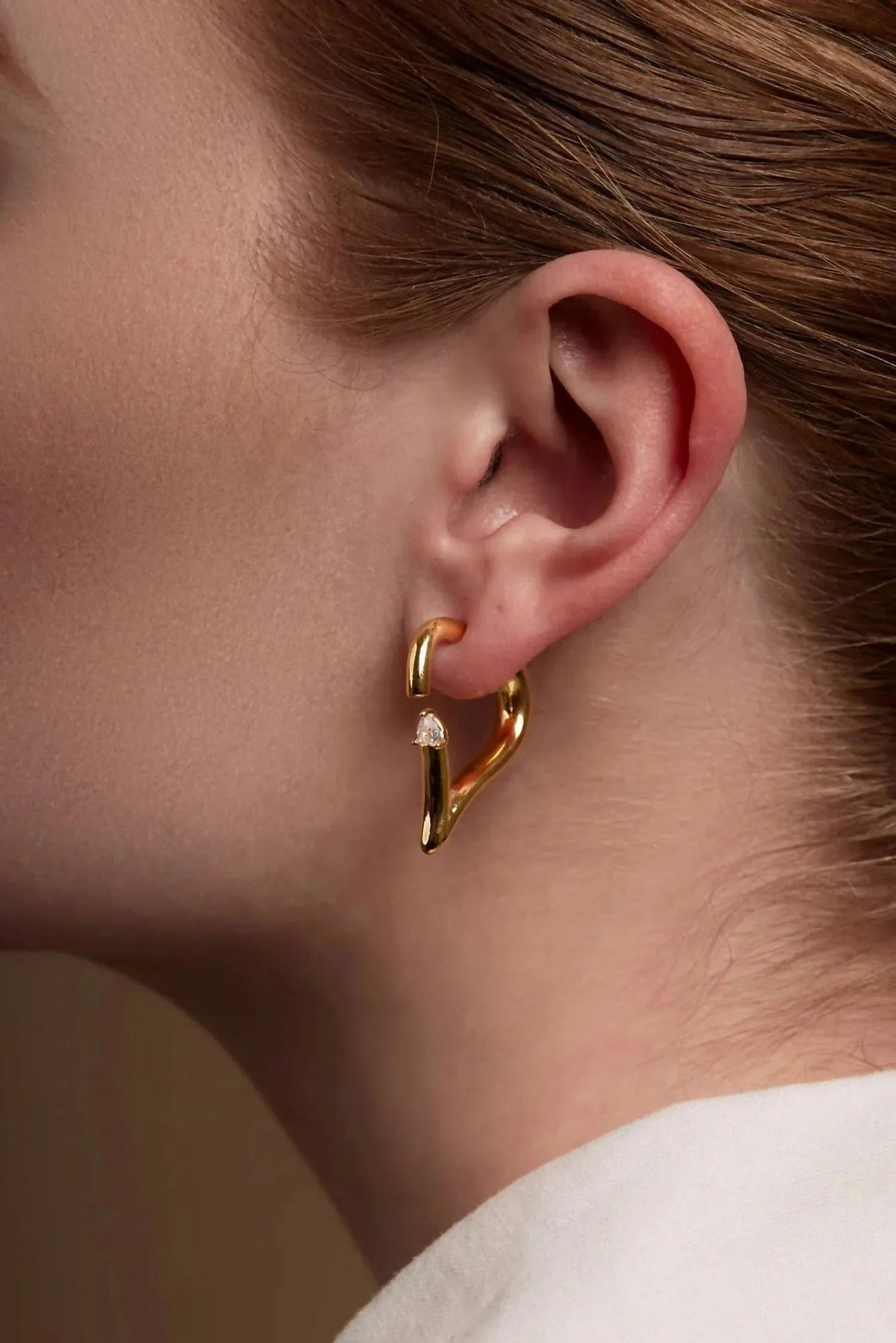 Women's Deconstructed Crystal Heart Hoop Earring