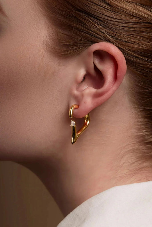 Women's Deconstructed Crystal Heart Hoop Earring