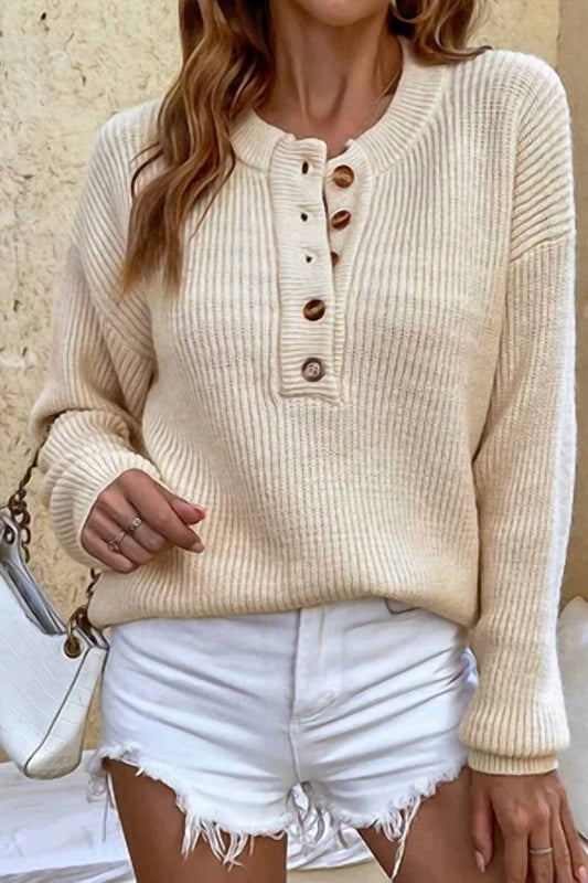 Pullover mit halber Knopfleiste