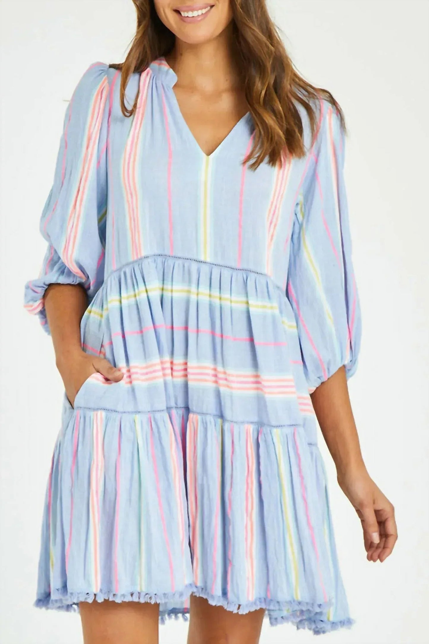 Neon V-Ausschnitt Kleid