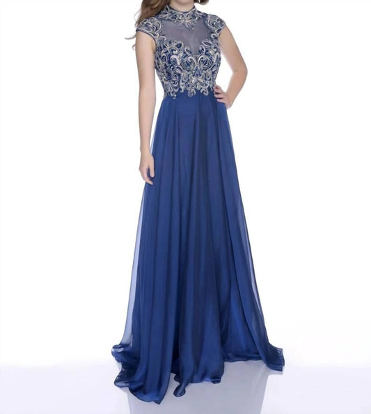 Envious Couture Mock Neck Prom Maxi Dress
