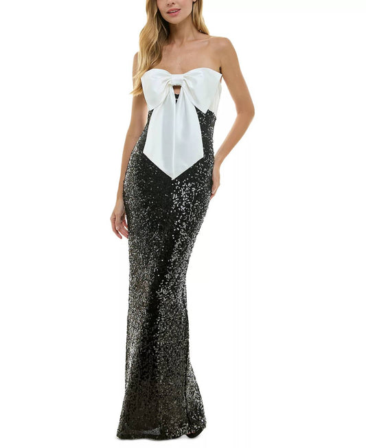Elegant Bow-bodice Sequinned Prom Evening Gown