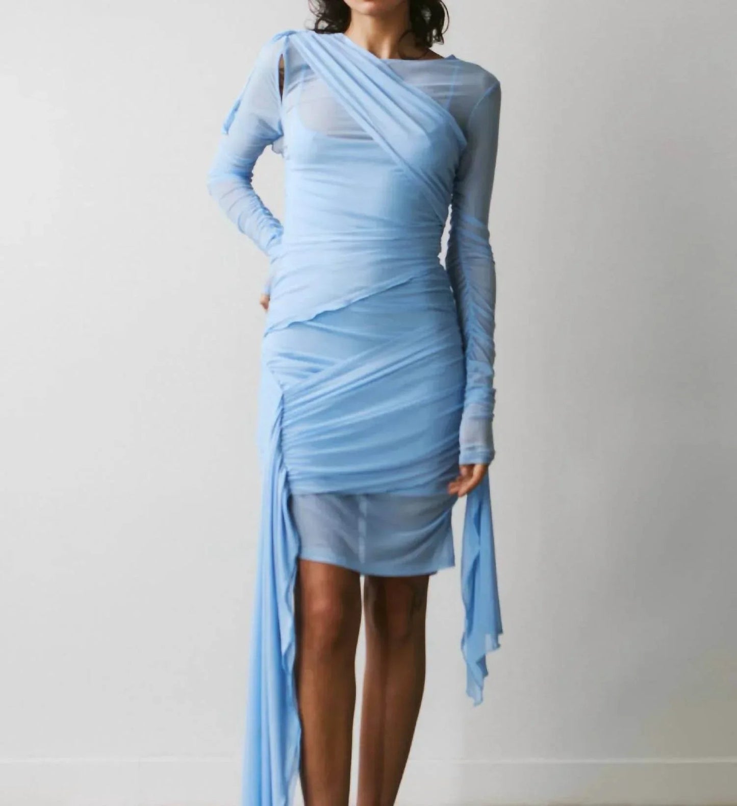 Drapiertes Netz-Kleid