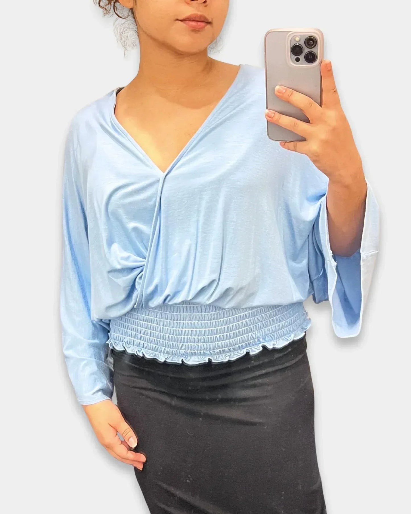Gesmoktes V-Neck Top