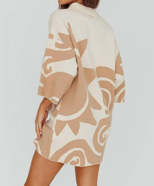 Button Up Knit Shirt Dress