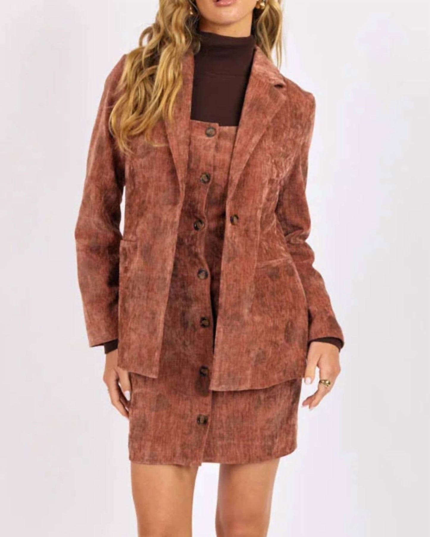 Oui Oui Printed Velvet Blazer