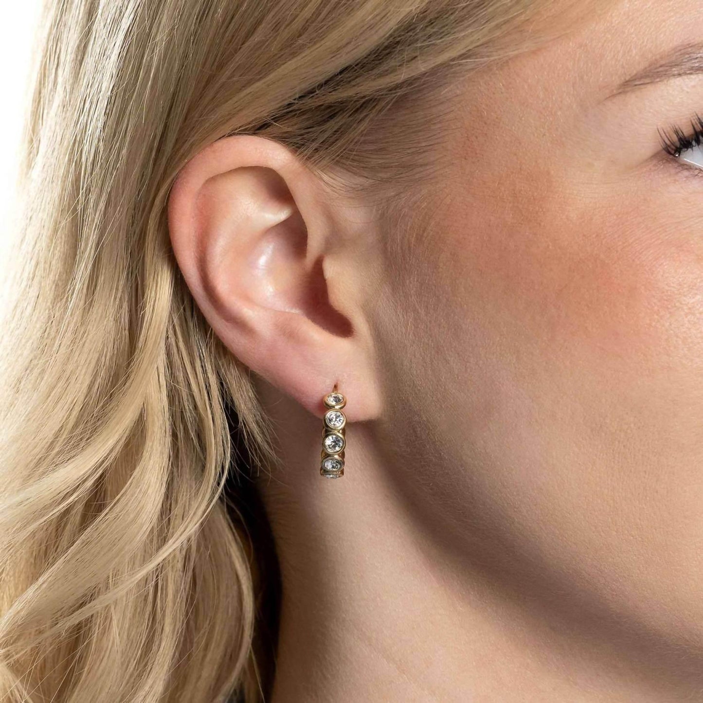 Women's Moissanite Bubble Open Hoop Post Earrings