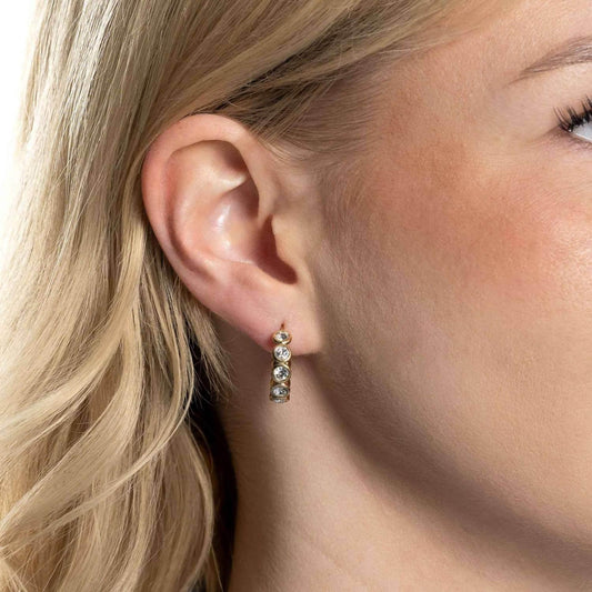 Women's Moissanite Bubble Open Hoop Post Earrings