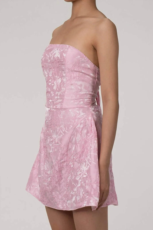 Floral Jacquard Strapless Mini Dress