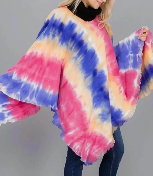 Tie Dye Fringe Poncho