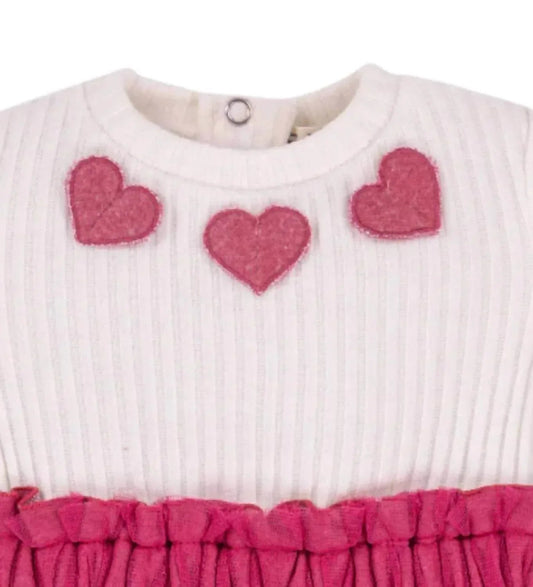 Kinder Herz Applikation Fleece & Tüll Kleid