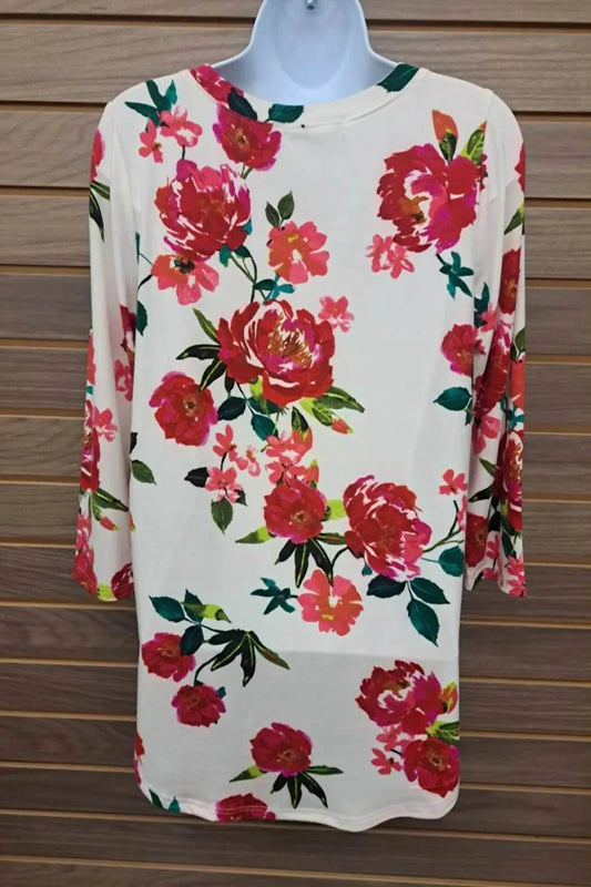 Women's Floral 3/4 Sleeve Top