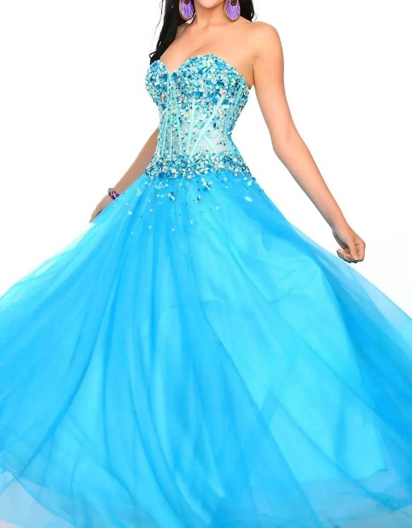Fully-sheer Glitzy Ballgown