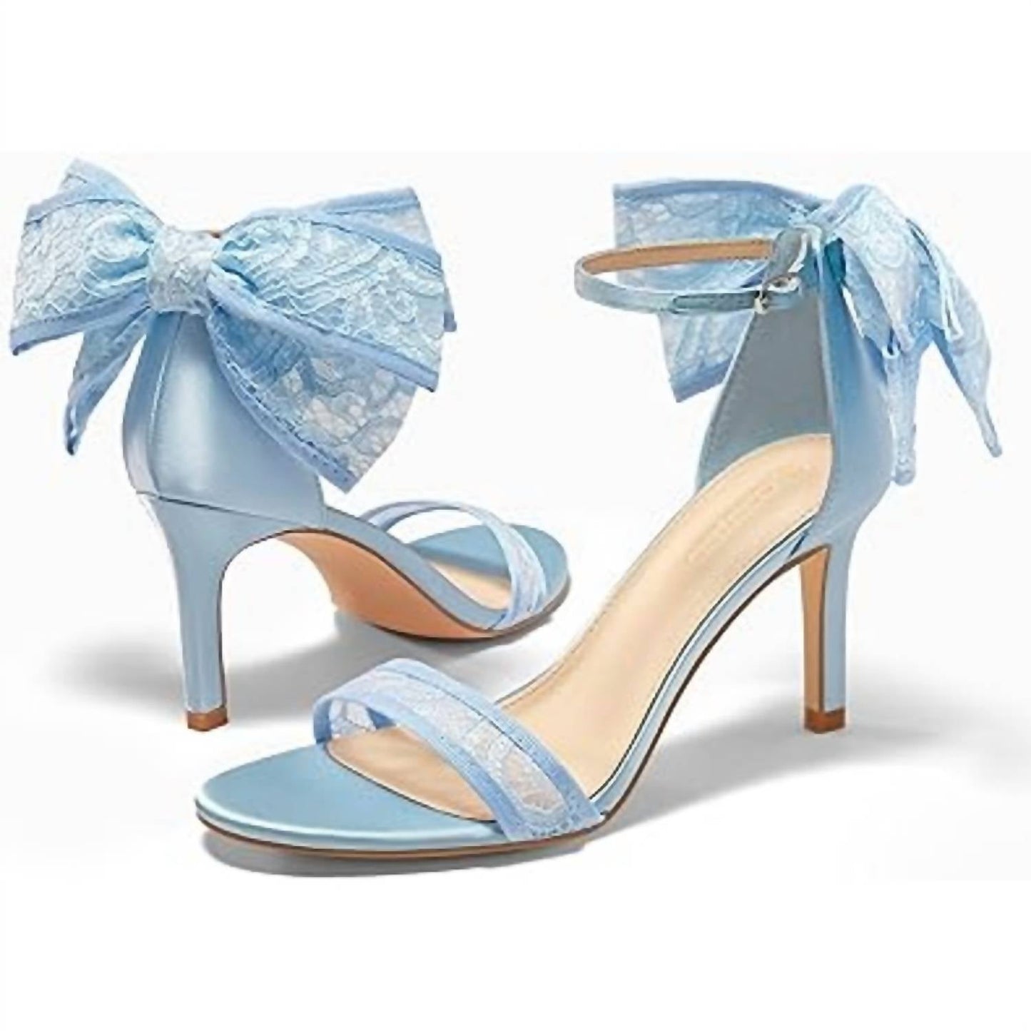 Damen Schnürschleifen-High-Heels, 9 cm, offene Spitze, Knöchelriemchenschuhe