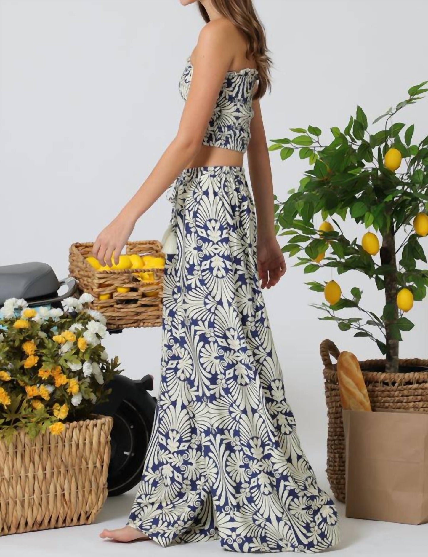 Nora Strapless Crop Top And Pants Set