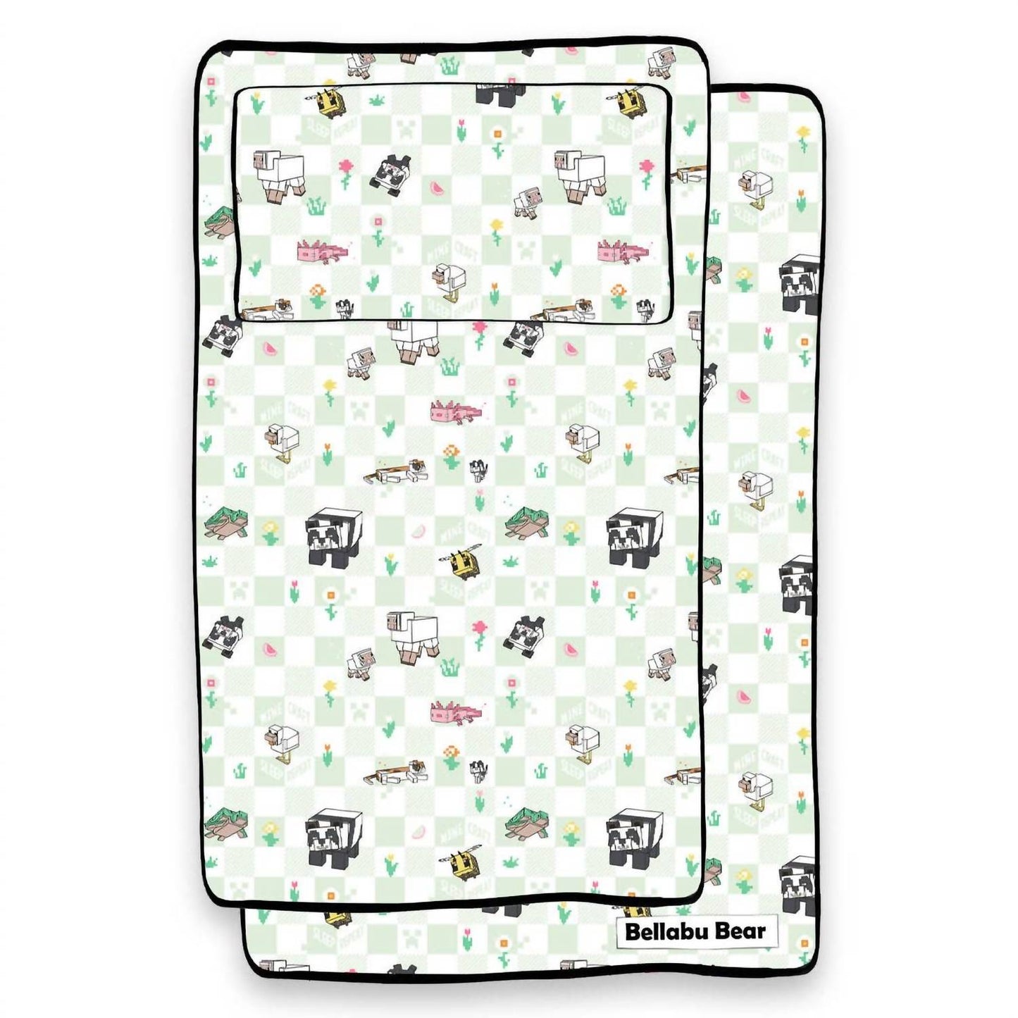 Kid's Minecraft Sleep Repeat Bamboo Twin Sheet Set