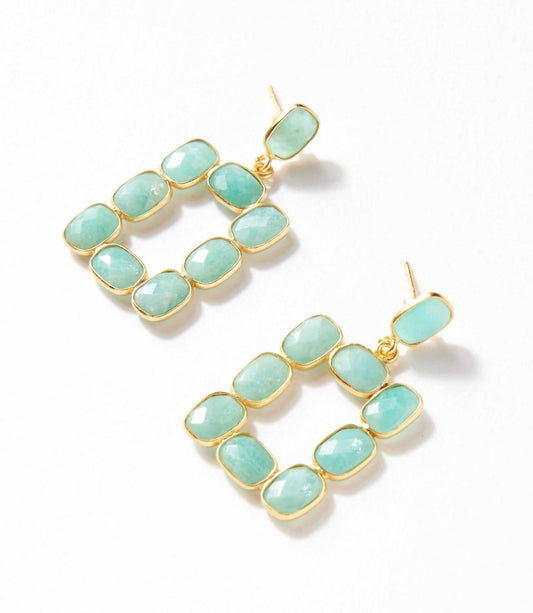 Women's Rectangular Gemstone Bezel Earrings