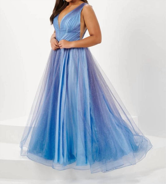 Funkelndes Ombre Tüllkleid mit V-Ausschnitt – Große Größen