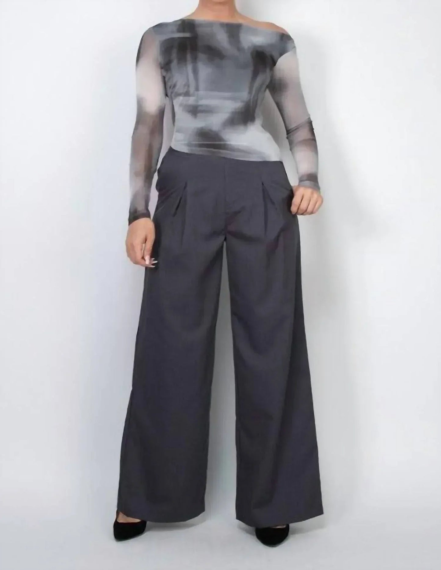 Pintuck Woven Wide Leg Pants