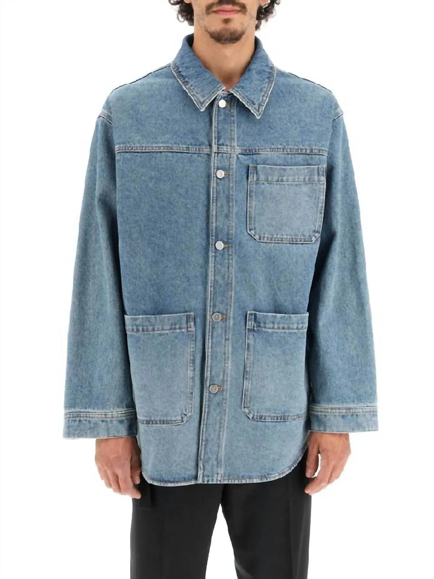 Maxi V-logo Denim Shirt