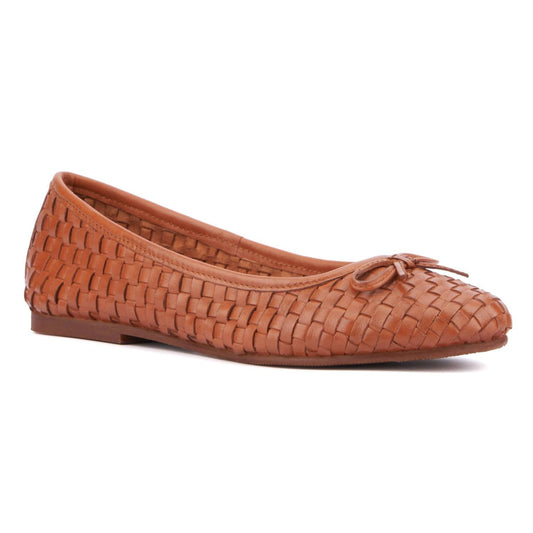 Women's Leather Woven Ballet Flat