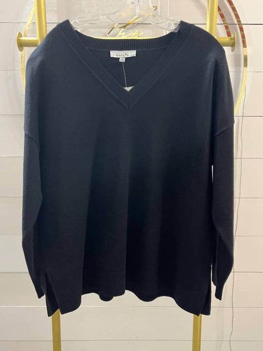 Women's Jersey Stitch V Neck Sweater