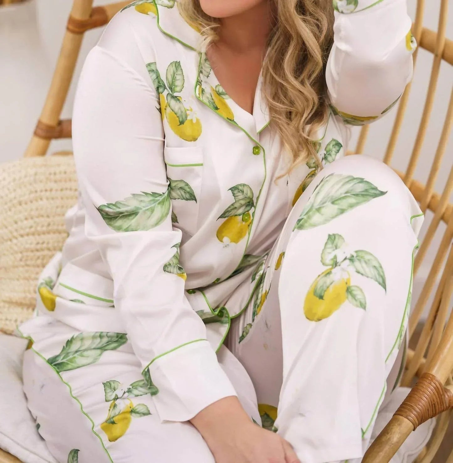 Zitronen-Pyjama-Set – Große Größen